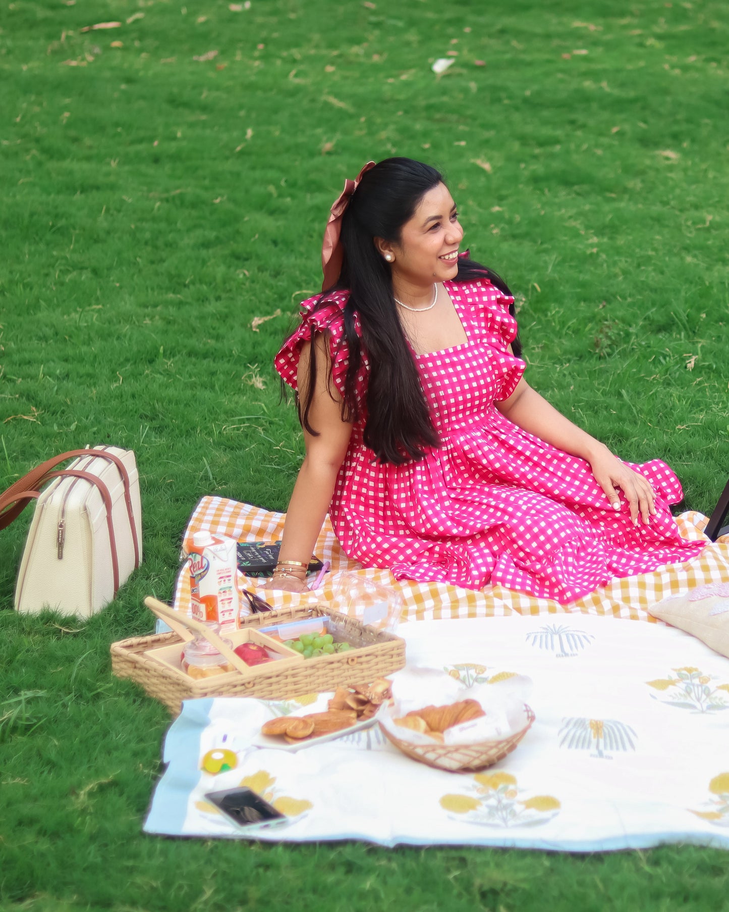 Tie Back Gingham Summer Dress