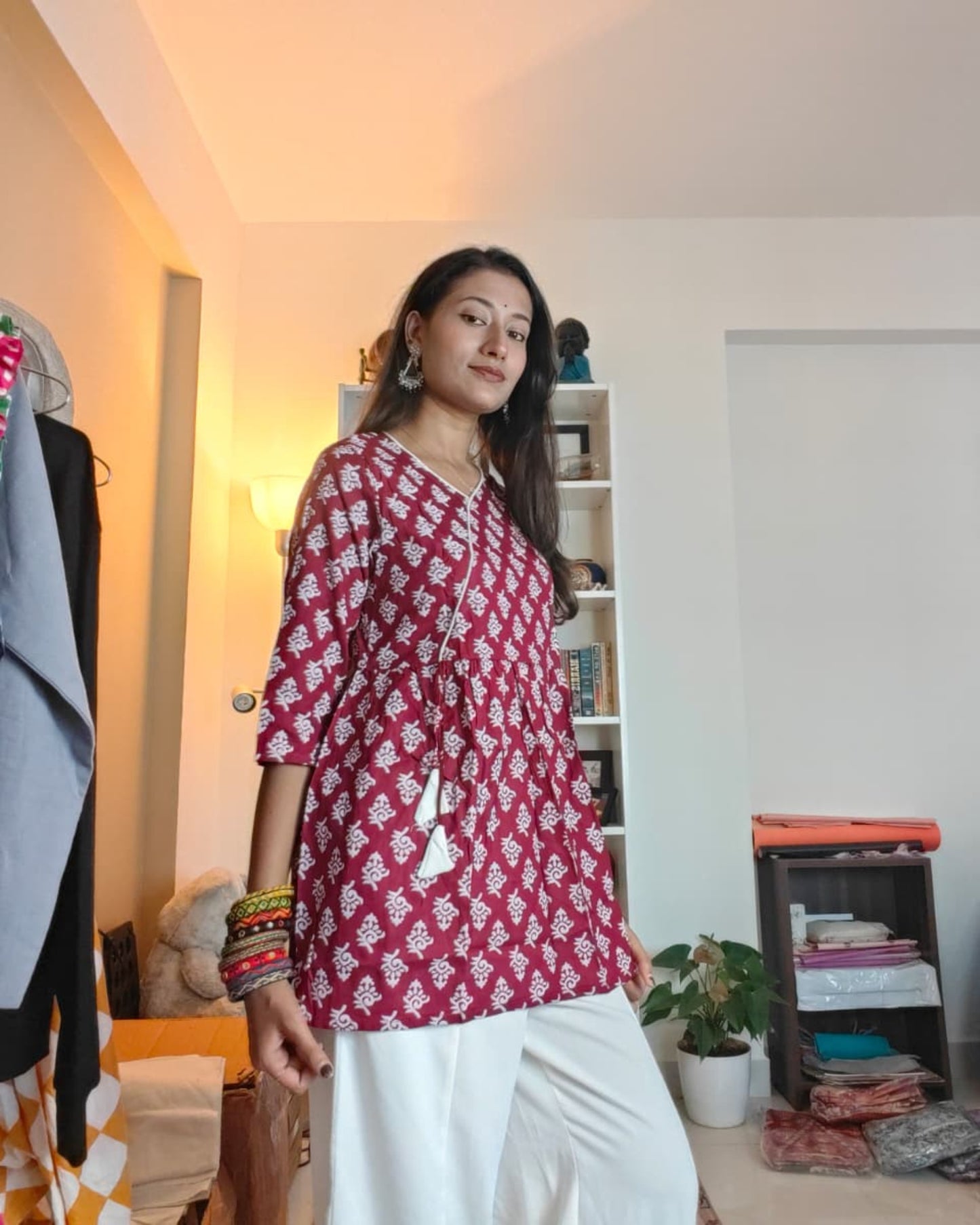 Angrakha Kurti Top Pink