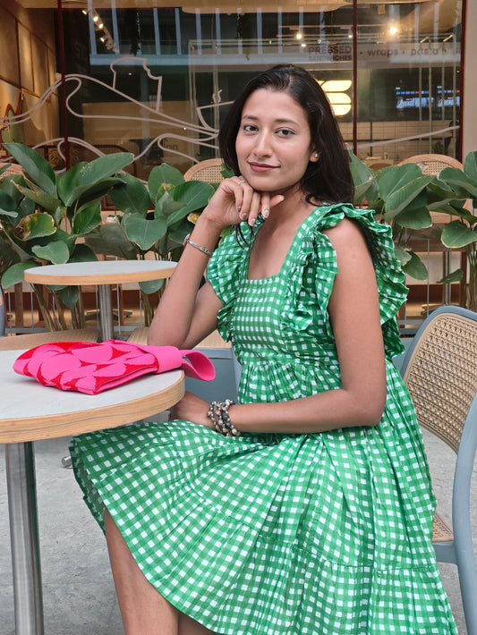 Tie Back Gingham Summer Dress