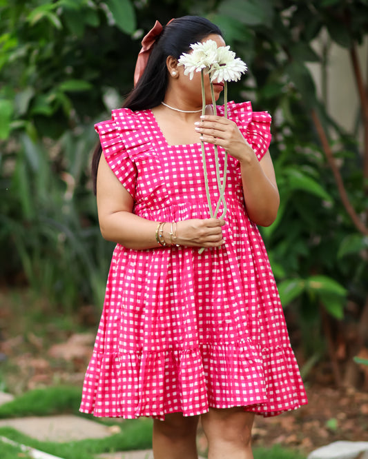 Tie Back Gingham Summer Dress