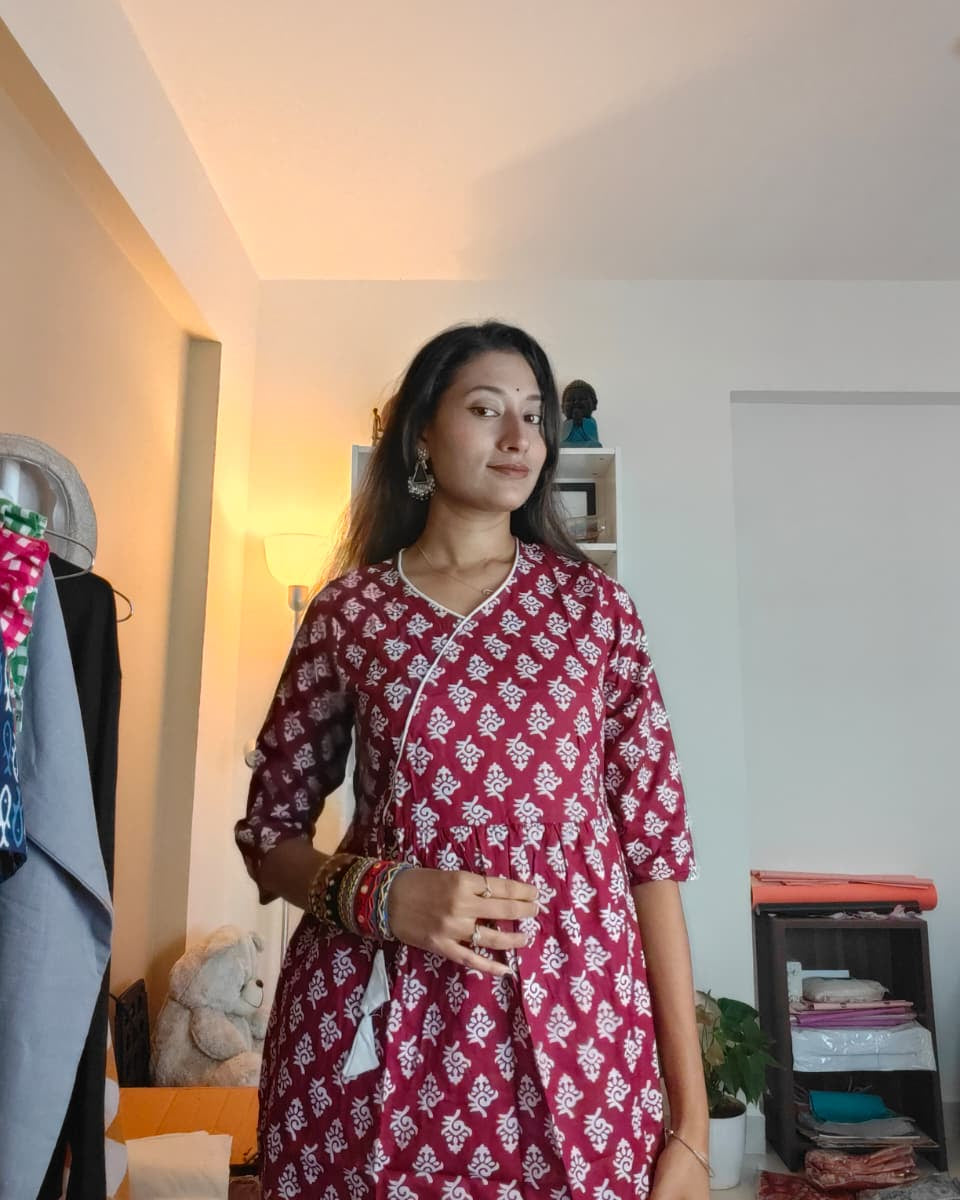 Angrakha Kurti Top Pink